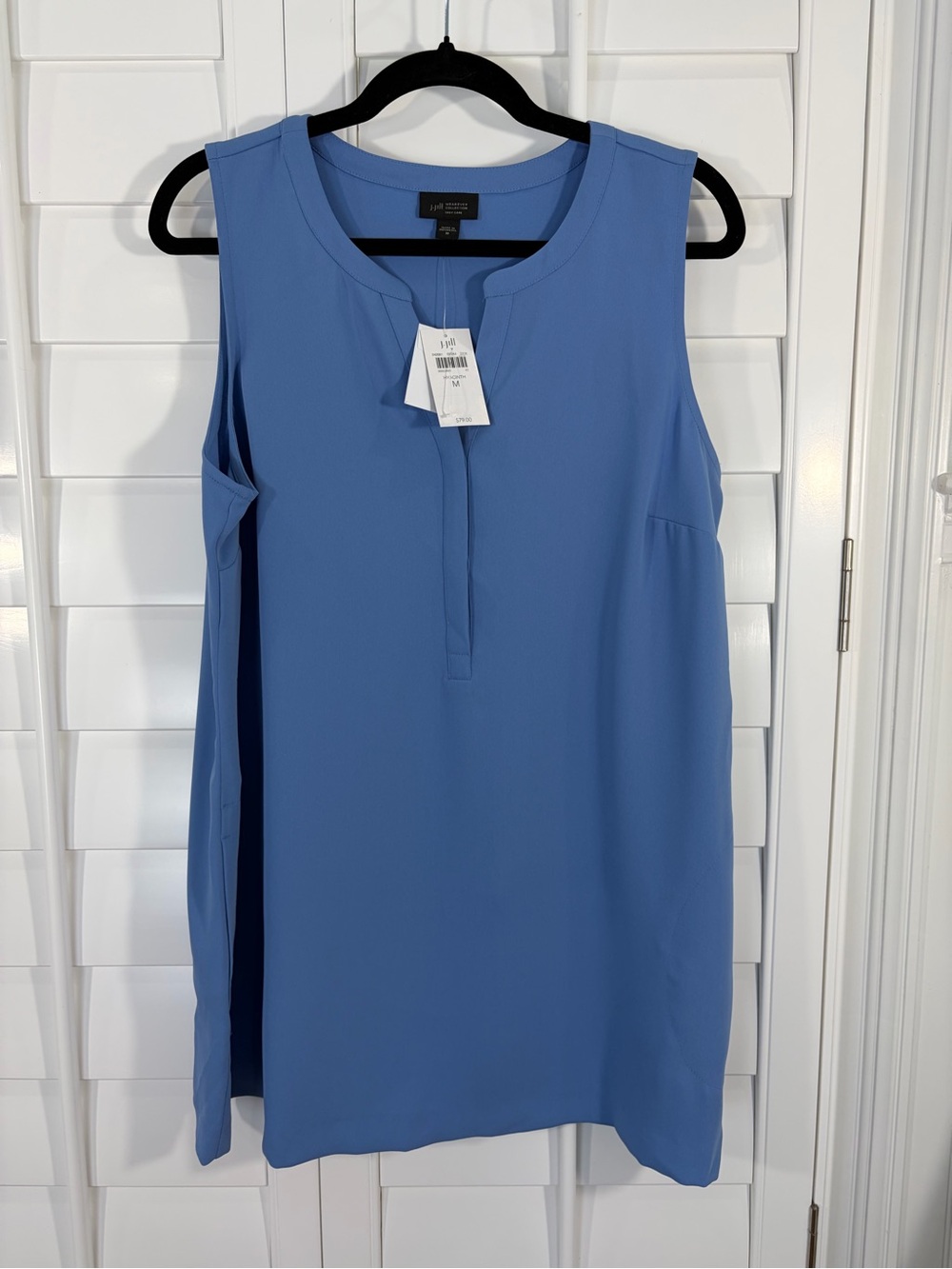 NWT J. Jill Sleeveless Blue Tunic Blouse with Pockets (M)